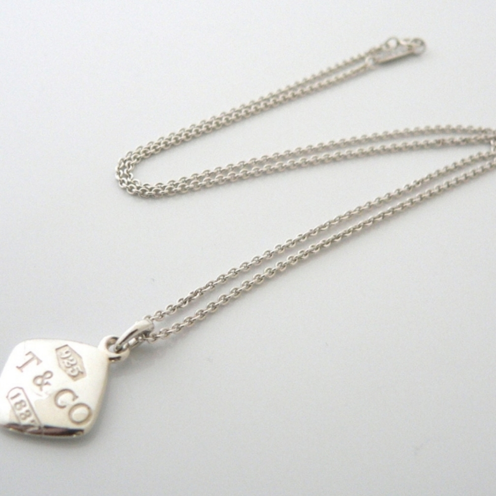 TIFFANY & CO 💙 Retired 1837 Sterling Silver Square Necklace PRISTINE Condition - Picture 7 of 7